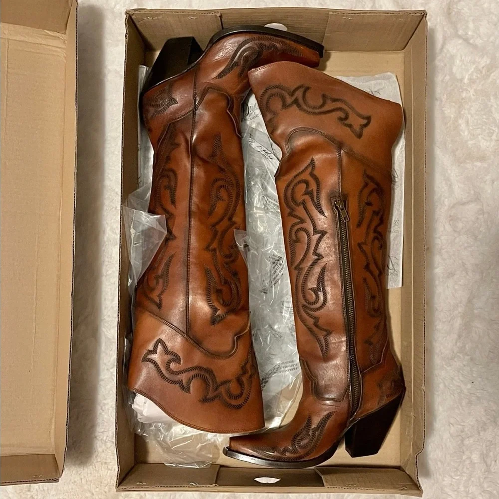 Dan Post Women’s Seductress Western Leather Thigh-High Boots - Snip Toe
